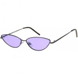 Cat Eye Womens Ironic Retro Narrow Metal Rim Cat Eye Sunglasses - Black Purple - CB18NDHWG5M $23.56