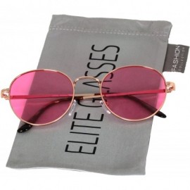 Round Small Round Vintage Retro Mirror Lenses Classic Sunglasses for Men and Women - Pink - CL18EXN0M3Z $19.27