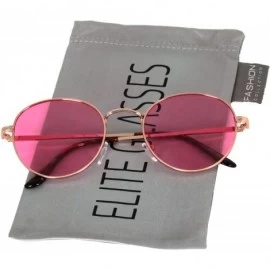 Round Small Round Vintage Retro Mirror Lenses Classic Sunglasses for Men and Women - Pink - CL18EXN0M3Z $11.90