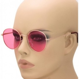 Round Small Round Vintage Retro Mirror Lenses Classic Sunglasses for Men and Women - Pink - CL18EXN0M3Z $20.22