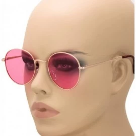 Round Small Round Vintage Retro Mirror Lenses Classic Sunglasses for Men and Women - Pink - CL18EXN0M3Z $17.37