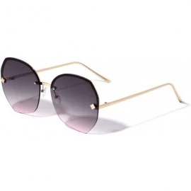 Rimless Rimless Geometric Round Clover Fashion Sunglasses - Pink - CU196LC3LYO $26.88