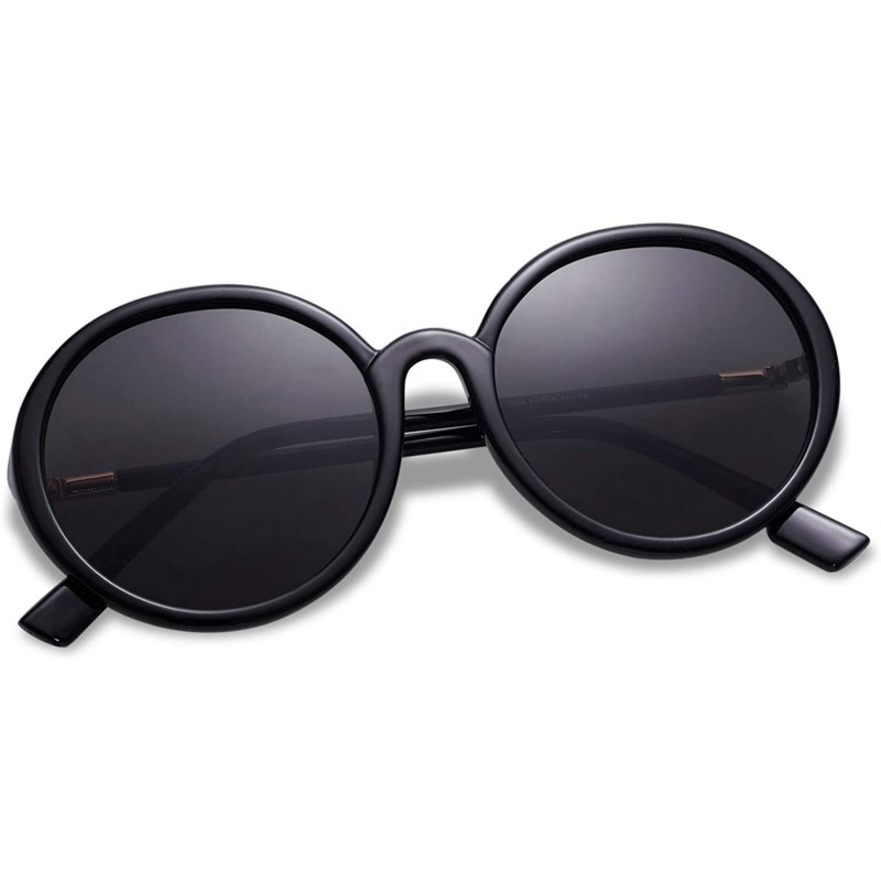 Oval Vintage Round Sunglasses for Women Classic Retro Designer Style SJ2121 - C1 Black Frame/Grey Lens - CY199DZZH45 $14.60