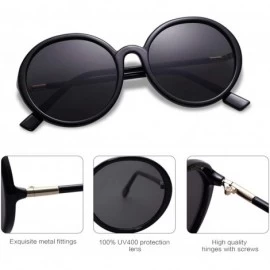 Oval Vintage Round Sunglasses for Women Classic Retro Designer Style SJ2121 - C1 Black Frame/Grey Lens - CY199DZZH45 $14.60