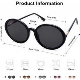 Oval Vintage Round Sunglasses for Women Classic Retro Designer Style SJ2121 - C1 Black Frame/Grey Lens - CY199DZZH45 $14.60