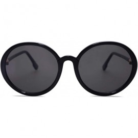 Oval Vintage Round Sunglasses for Women Classic Retro Designer Style SJ2121 - C1 Black Frame/Grey Lens - CY199DZZH45 $14.60