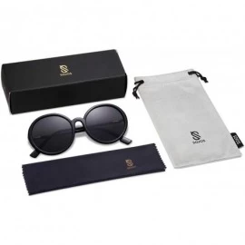 Oval Vintage Round Sunglasses for Women Classic Retro Designer Style SJ2121 - C1 Black Frame/Grey Lens - CY199DZZH45 $14.60