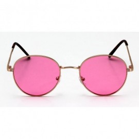 Round Small Round Vintage Retro Mirror Lenses Classic Sunglasses for Men and Women - Pink - CL18EXN0M3Z $20.22