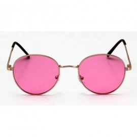 Round Small Round Vintage Retro Mirror Lenses Classic Sunglasses for Men and Women - Pink - CL18EXN0M3Z $17.37