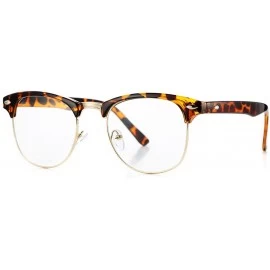 Rimless Fake Nerd Glasses for Women Men Semi-Rimless Frame Horn Rimmed Clear Lens Eyewear - Tortoise/Gold - C0186L73EGH $18.56