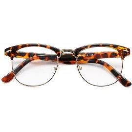 Rimless Fake Nerd Glasses for Women Men Semi-Rimless Frame Horn Rimmed Clear Lens Eyewear - Tortoise/Gold - C0186L73EGH $10.68