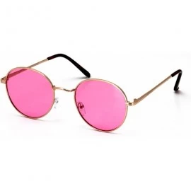 Round Small Round Vintage Retro Mirror Lenses Classic Sunglasses for Men and Women - Pink - CL18EXN0M3Z $11.90