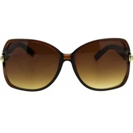 Rectangular Womens Jewel Chain Hinge Oversize Rectangular Butterfly Diva Plastic Sunglasses - All Brown - C118TIZQSCM $9.39