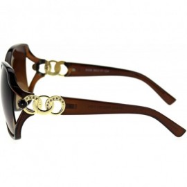 Rectangular Womens Jewel Chain Hinge Oversize Rectangular Butterfly Diva Plastic Sunglasses - All Brown - C118TIZQSCM $9.39