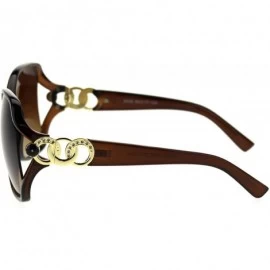 Rectangular Womens Jewel Chain Hinge Oversize Rectangular Butterfly Diva Plastic Sunglasses - All Brown - C118TIZQSCM $9.39
