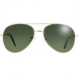 Aviator Classic Metal Frame Polarized Lens Aviator Sunglasses with Gift Box - Av102-gold(spring Hinges) - C5194QYUMWW $26.03