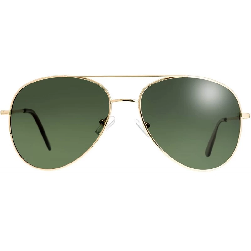 Aviator Classic Metal Frame Polarized Lens Aviator Sunglasses with Gift Box - Av102-gold(spring Hinges) - C5194QYUMWW $13.18
