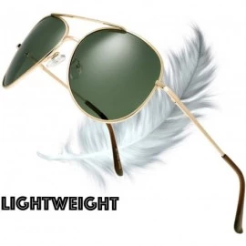 Aviator Classic Metal Frame Polarized Lens Aviator Sunglasses with Gift Box - Av102-gold(spring Hinges) - C5194QYUMWW $13.18