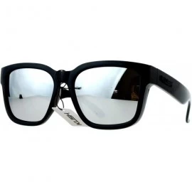 Wayfarer Mens Mirror Lens Gangster Oversize Horn Rim Sunglasses - Silver - C512MWYY7YY $19.51