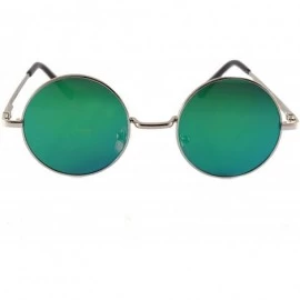 Round Retro Vintage Small Mirrored Round Flat Lens Sunglasses A282 - Green Blue Rv - CM18T07WCXW $9.97