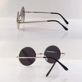 Round Retro Vintage Small Mirrored Round Flat Lens Sunglasses A282 - Green Blue Rv - CM18T07WCXW $19.94