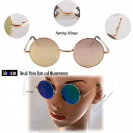 Round Retro Vintage Small Mirrored Round Flat Lens Sunglasses A282 - Green Blue Rv - CM18T07WCXW $20.75
