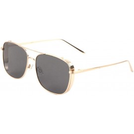 Shield Side Lens Shield Square Aviator Sunglasses - Black Gold - CK190DXLKNQ $31.01