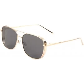 Shield Side Lens Shield Square Aviator Sunglasses - Black Gold - CK190DXLKNQ $26.43