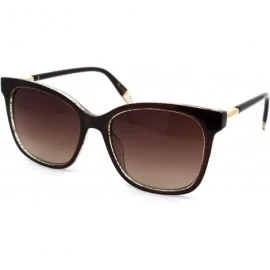 Rectangular Womens Snug Thin Plastic Boyfriend Horn Rim Sunglasses - Brown Grey Brown - CC18WOUT9SZ $18.84