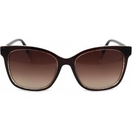 Rectangular Womens Snug Thin Plastic Boyfriend Horn Rim Sunglasses - Brown Grey Brown - CC18WOUT9SZ $7.79