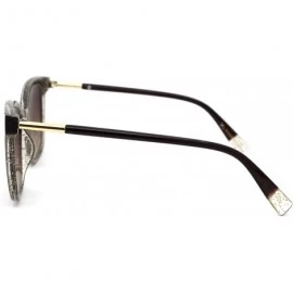 Rectangular Womens Snug Thin Plastic Boyfriend Horn Rim Sunglasses - Brown Grey Brown - CC18WOUT9SZ $7.79