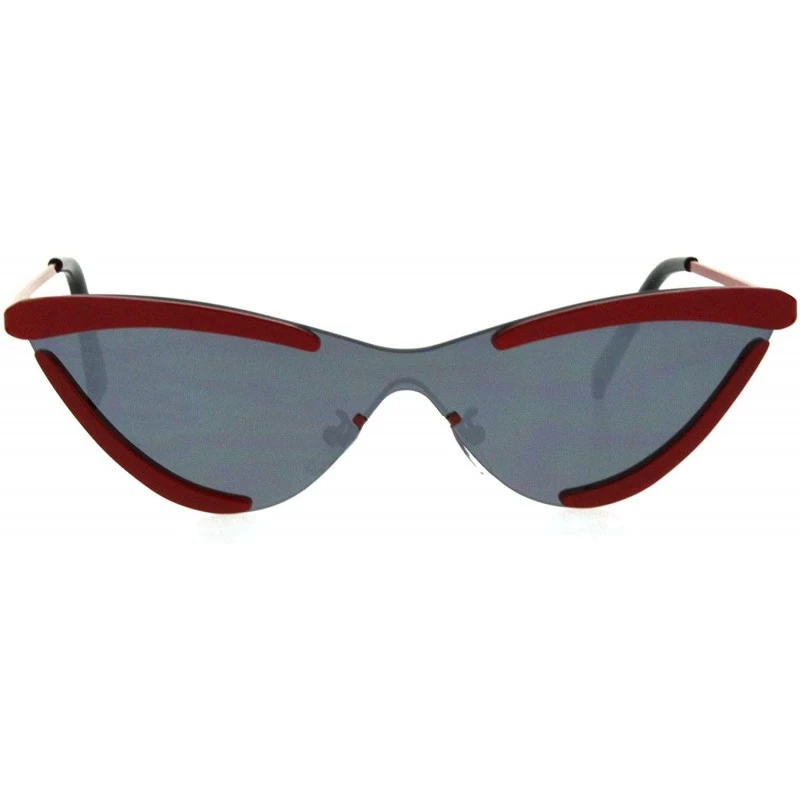 Cat Eye Womens Futuristic Disco funk Cat Eye Exposed Lens Sunglasses - Red Black - CW18QGA2WZ4 $11.48