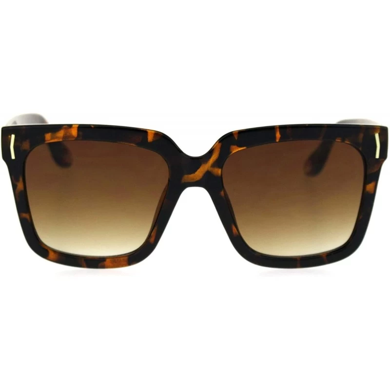 Rectangular Womens Oversize Boyfriend Rectangular Thick Horn Rim Sunglasses - Tortoise Brown - CC18SE0S3IX $23.13