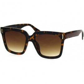 Rectangular Womens Oversize Boyfriend Rectangular Thick Horn Rim Sunglasses - Tortoise Brown - CC18SE0S3IX $13.09