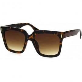 Rectangular Womens Oversize Boyfriend Rectangular Thick Horn Rim Sunglasses - Tortoise Brown - CC18SE0S3IX $23.13