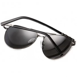 Square New Arrive Cylinder Bridge Aviator Lens Sunglasses For Mens - Grey/Black - CC11ZIRI4D7 $21.53