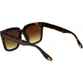 Rectangular Womens Oversize Boyfriend Rectangular Thick Horn Rim Sunglasses - Tortoise Brown - CC18SE0S3IX $13.09
