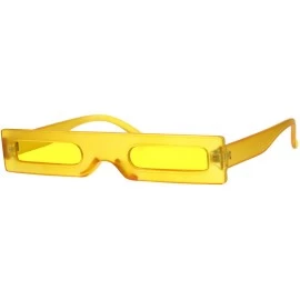 Rectangular Super Skinny Futuristic Sunglasses Flat Rectangular Frame Unique Frost Colors - Yellow - CU18NH85GT7 $10.24