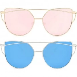Cat Eye Sunglasses for Women - Cat Eye Mirrored/Transparent Flat Lenses Metal Frame Sunglasses UV400 - CZ184WNL4I0 $23.05