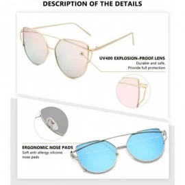 Cat Eye Sunglasses for Women - Cat Eye Mirrored/Transparent Flat Lenses Metal Frame Sunglasses UV400 - CZ184WNL4I0 $11.98