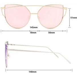 Cat Eye Sunglasses for Women - Cat Eye Mirrored/Transparent Flat Lenses Metal Frame Sunglasses UV400 - CZ184WNL4I0 $11.98
