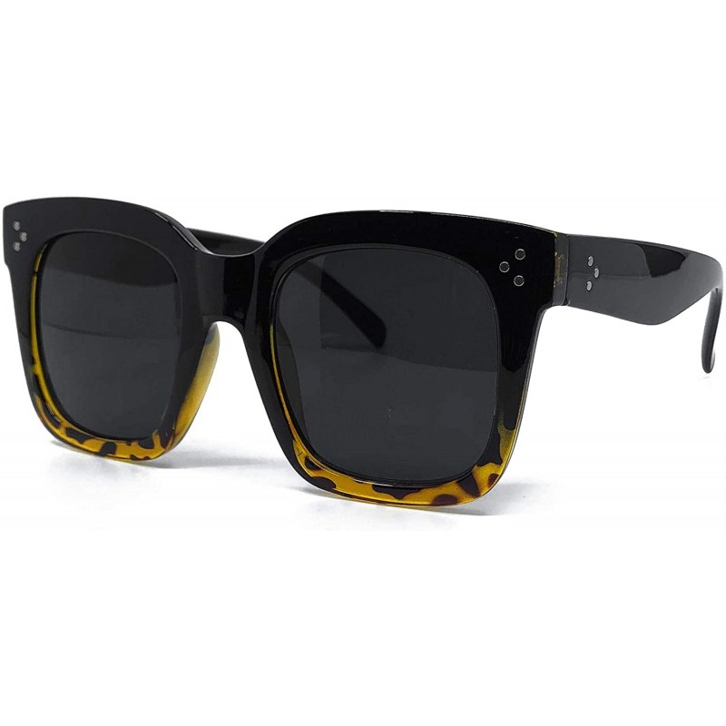 Round 7222 Premium Oversize XXL Women Men Mirror Brand Style Fashion Sunglasses - Black Brown/ Smoke - CR18EXOSKQ7 $28.23