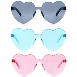 Goggle Heart Shaped Rimless Sunglasses Clout Goggles Candy Clear Lens Sun Glasses for Women Girls - CR192KOM46X $27.23