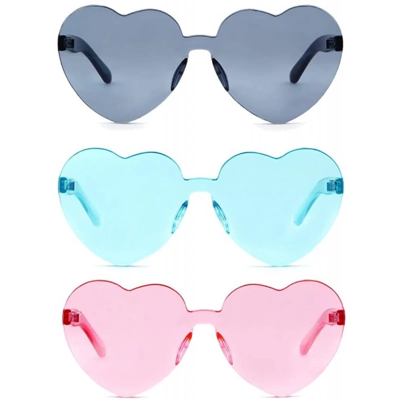 Goggle Heart Shaped Rimless Sunglasses Clout Goggles Candy Clear Lens Sun Glasses for Women Girls - CR192KOM46X $16.84