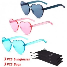 Goggle Heart Shaped Rimless Sunglasses Clout Goggles Candy Clear Lens Sun Glasses for Women Girls - CR192KOM46X $16.84