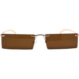 Rectangular Rimless Rectangular Frame Sunglasses Unisex Geometric Fashion Shades UV400 - Gold (Brown) - CX1988UNGO8 $10.41