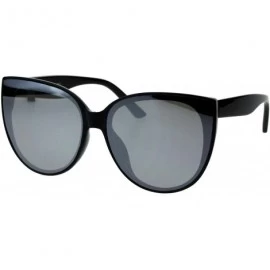Round Womens Designer Fashion Sunglasses Round Oversized Cateye Shades - Black (Silver Mirror) - CR18RNEZC3I $18.97