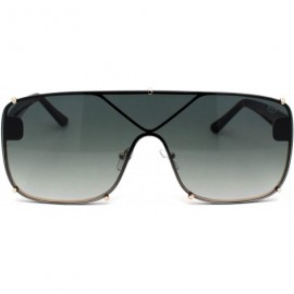 Rectangular Womens Luxury Oversize Shield Rimless Racer Sunglasses - Gold Tortoise - C61979ZGDG6 $27.47