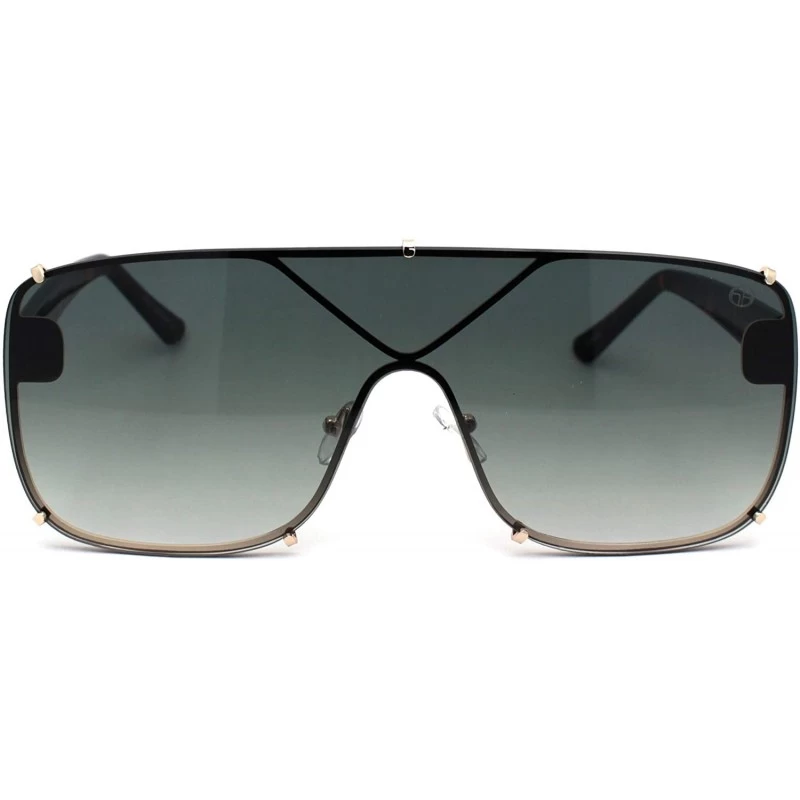 Rectangular Womens Luxury Oversize Shield Rimless Racer Sunglasses - Gold Tortoise - C61979ZGDG6 $10.14