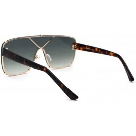 Rectangular Womens Luxury Oversize Shield Rimless Racer Sunglasses - Gold Tortoise - C61979ZGDG6 $10.14